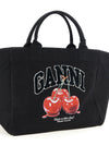 Ganni Black Xxl Cherry Tote Shopping Bag