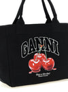 Ganni Black Medium Cherry Tote Shopping Bag