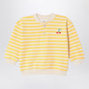 Bobo Choses Ivory/yellow striped button sweatshirt