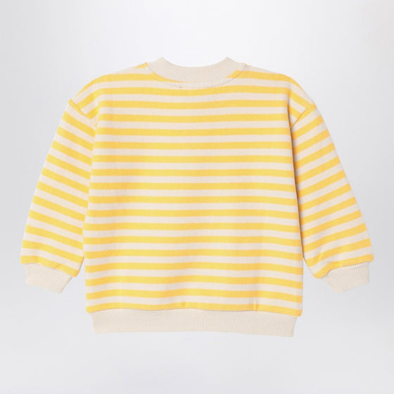 Bobo Choses Ivory/yellow striped button sweatshirt