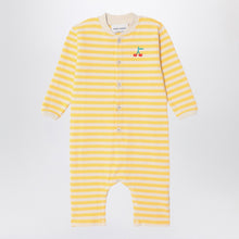  Bobo Choses Ivory/yellow striped terry towelling sleepsuit