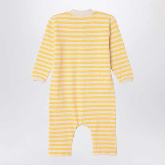 Bobo Choses Ivory/yellow striped terry towelling sleepsuit