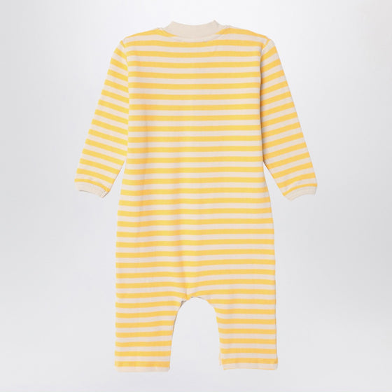 Bobo Choses Ivory/yellow striped terry towelling sleepsuit