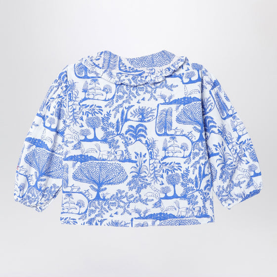 Bobo Choses Wonderland white/blue cotton blouse