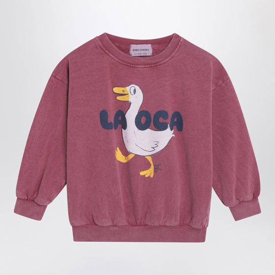 Bobo Choses Burgundy vintage-effect sweatshirt by La Oca