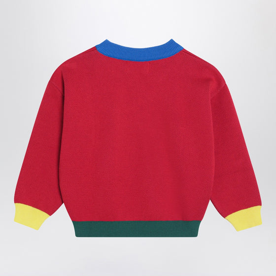 Bobo Choses Red sweater with logo intarsia