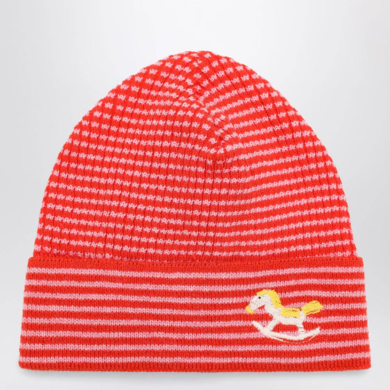 Bobo Choses Red/pink striped Rocking Horse beanie