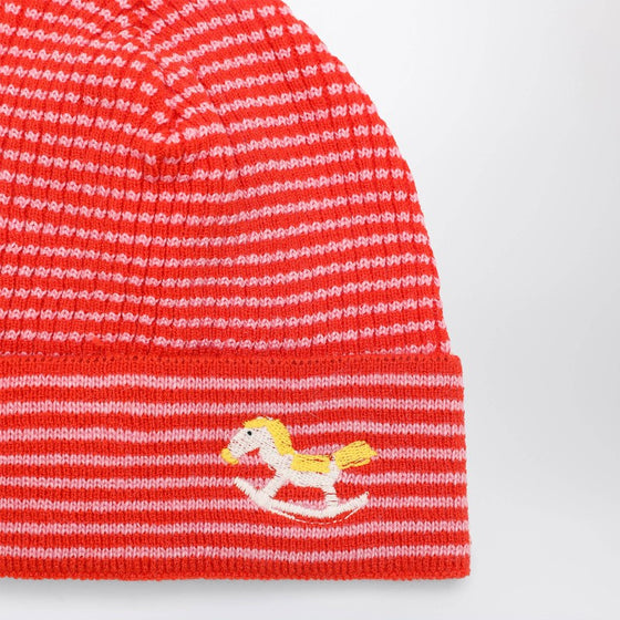 Bobo Choses Red/pink striped Rocking Horse beanie