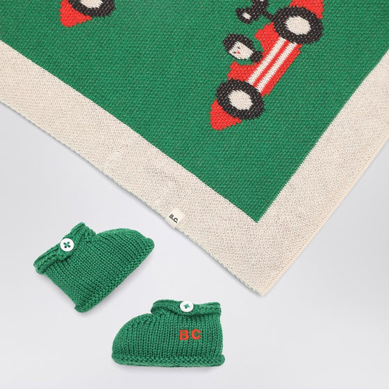 Bobo Choses Green cotton two-piece Race Car set