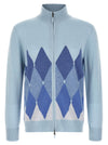 Ballantyne Classic Diamond Intarsia Zip Cardigan