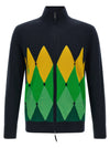 Ballantyne Classic Diamond Intarsia Zip Cardigan
