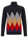 Ballantyne Classic Diamond Intarsia Turtleneck Sweater