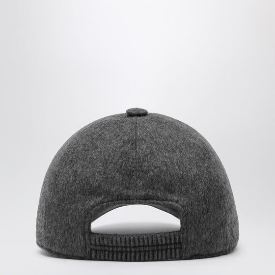 ZEGNA Dark gray cashmere baseball cap