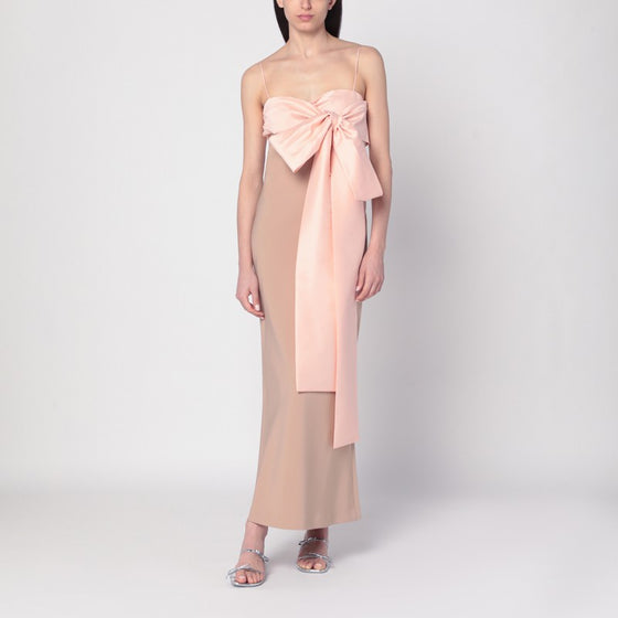 BERNADETTE Beige/pink Bart dress with oversized bow