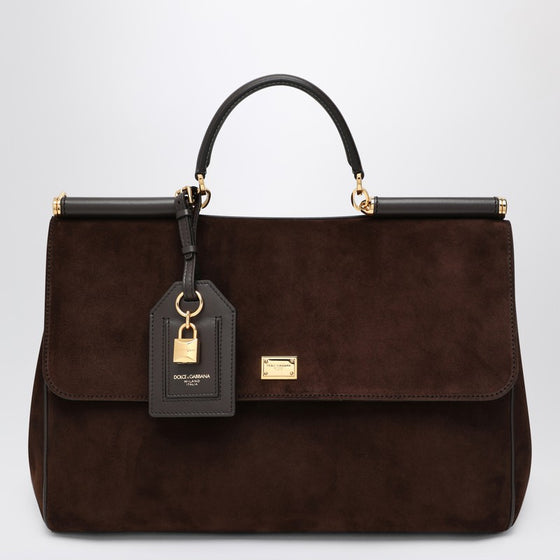 Dolce & Gabbana Dolce&Gabbana Ebony brown suede large bag My Sicily