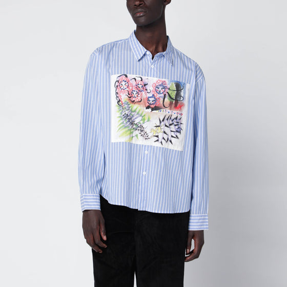 Brain Dead Light blue striped shirt with painted patch