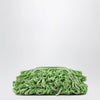 Hibourama Beatrix apple green clutch with raffia fringes and crystals