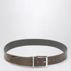 The Frankie Shop Sarno belt in smooth olive leather with silver buckle