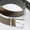 The Frankie Shop Sarno belt in smooth olive leather with silver buckle