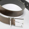 The Frankie Shop Sarno belt in smooth olive leather with silver buckle