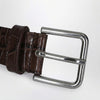 The Frankie Shop Toni Croc belt in brown patent leather with silver-tone hardware