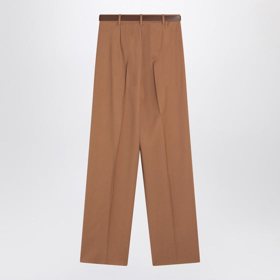 Max Mara Studio Hazelnut wool canvas trousers
