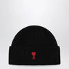Ami Paris Black Ami de Coeur wool beanie