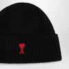 Ami Paris Black Ami de Coeur wool beanie
