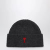 Ami Paris Grey Ami de Coeur wool beanie