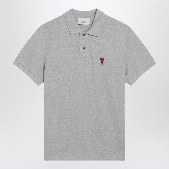 Ami Paris Ami De Coeur grey polo shirt