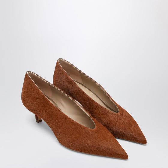 Le Monde Béryl Babouche Kitten cowhide-effect décolleté