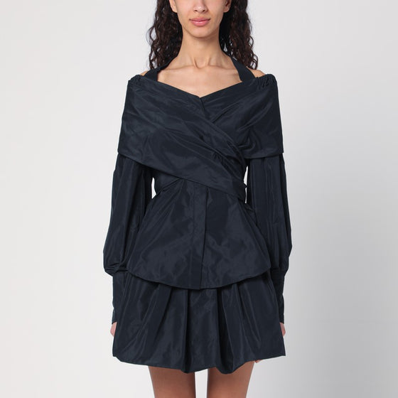 Patou Black blue crossover blouse