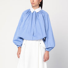  Patou Striped balloon-sleeve shirt in light blue
