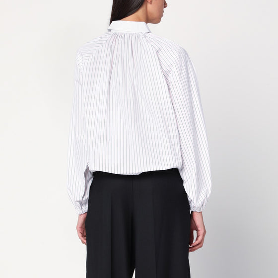 Patou Striped balloon-sleeve shirt in white