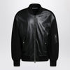 Givenchy Black leather bomber jacket with wool sleeves