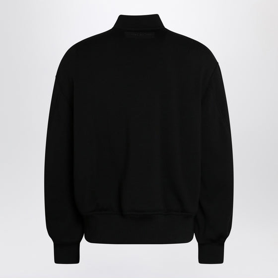 Givenchy Black leather bomber jacket with wool sleeves