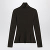 Max Mara Moss green peplum turtleneck in cashmere blend