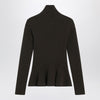 Max Mara Moss green peplum turtleneck in cashmere blend