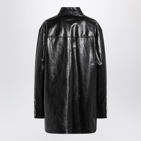Sportmax Black leather shirt jacket
