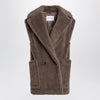 Max Mara Brown Teddy gilet in alpaca and wool