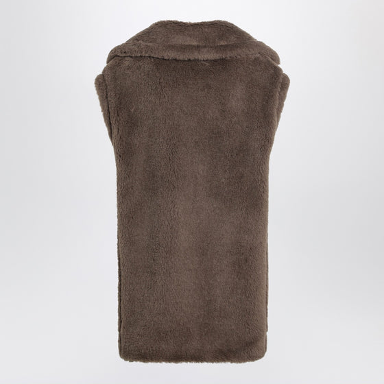 Max Mara Brown Teddy gilet in alpaca and wool