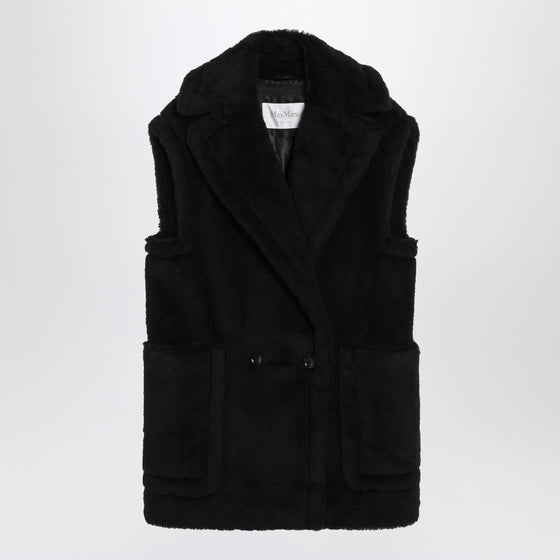 Max Mara Black Teddy gilet in alpaca and wool