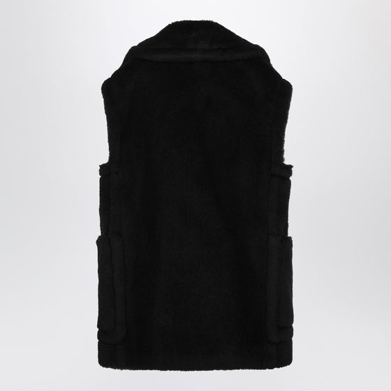 Max Mara Black Teddy gilet in alpaca and wool