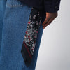 Destin Navy wool overshirt with graphic print
