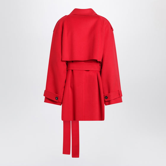 Sportmax Short red wool trench coat