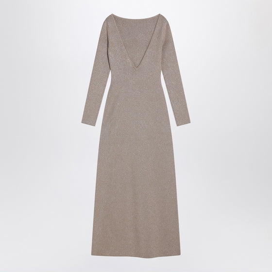 Max Mara Pianoforte Beige dress in viscose and lurex yarn