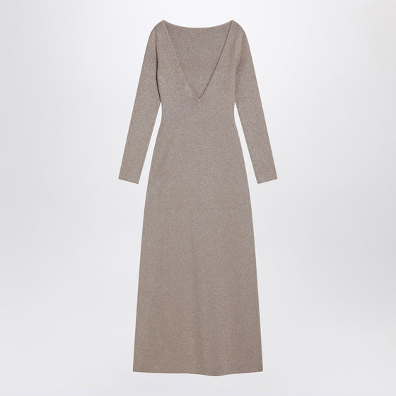 Max Mara Pianoforte Beige dress in viscose and lurex yarn