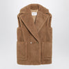 Max Mara Camel-coloured Teddy fabric waistcoat