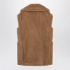Max Mara Camel-coloured Teddy fabric waistcoat