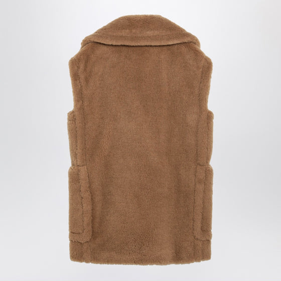 Max Mara Camel-coloured Teddy fabric waistcoat
